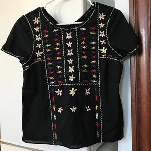 MADEWELL Embroidered Tie-Back Cutout Top